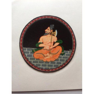 Delightful Handmade Mysore Dashavtar Ganjifa Card Design Of Famous Priest And Sword
