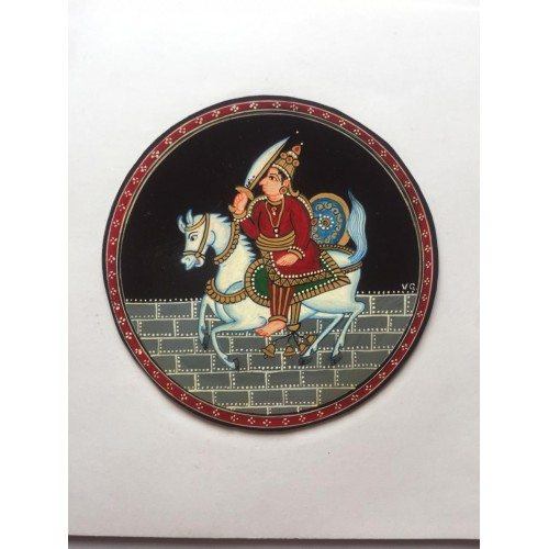 Cultural Handmade Mysore Dashavtar Ganjifa Card Of Fighter King Maharana Pratap