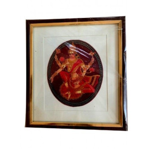 Mysore Ganjifa Goddess Laxmi Four Arm GI Tag Miniature Framed Painting