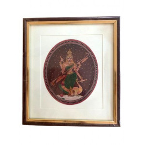 Mysore Ganjifa Goddess Sarswati GI Tag Framed Painting