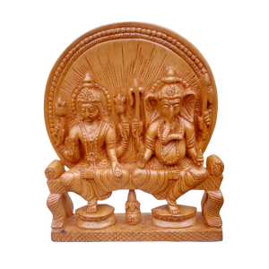 Gaya Wood Carving Gamharwood Lord Ganesh Laxmi Statue