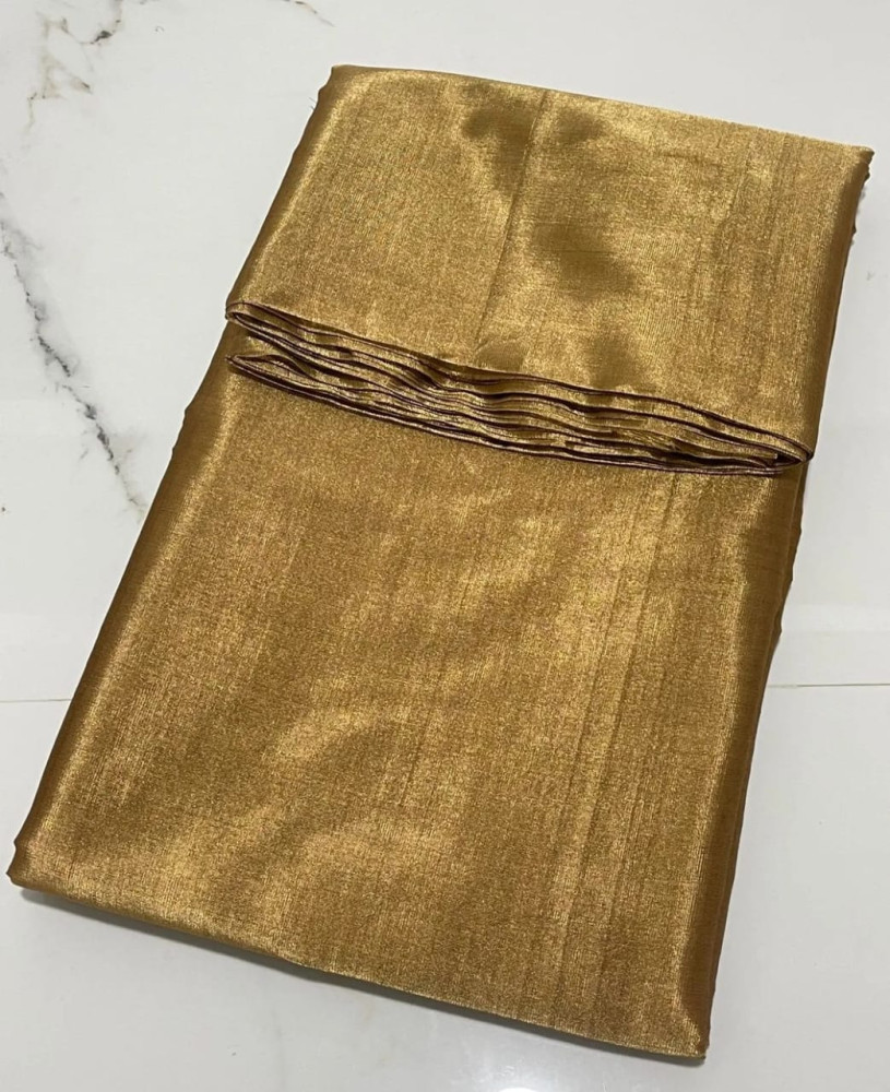 Golden Tussar Silk Chanderi Saree - 0