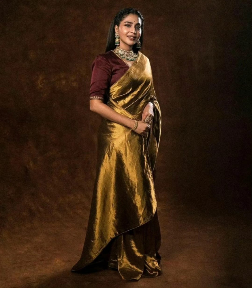 Golden Tussar Silk Chanderi Saree