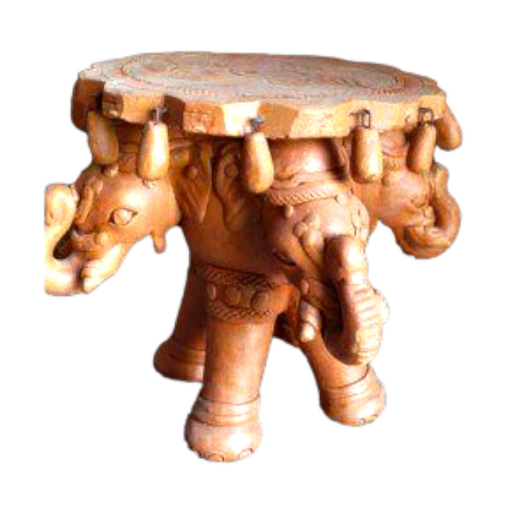 Beautiful Handicraft Gorakhpur Terracotta Clay Design Of Elephant Table For Decoration Purpose