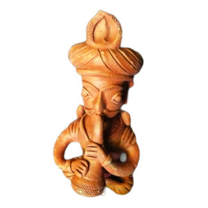 Traditional Handicraft Gorakhpur Terracotta Of Shehnai Man Statue For Decoration Purpose