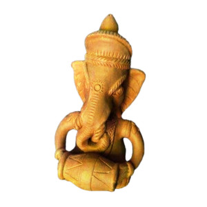 Traditional Handicraft Gorakhpur Terracotta Of Lord Ganesha Playing Dholak For Decoration Purpose
