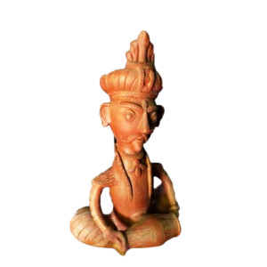 Traditional Handicraft Gorakhpur Terracotta Of Singer Tansen Playing Dholak Statue For Decoration Pu
