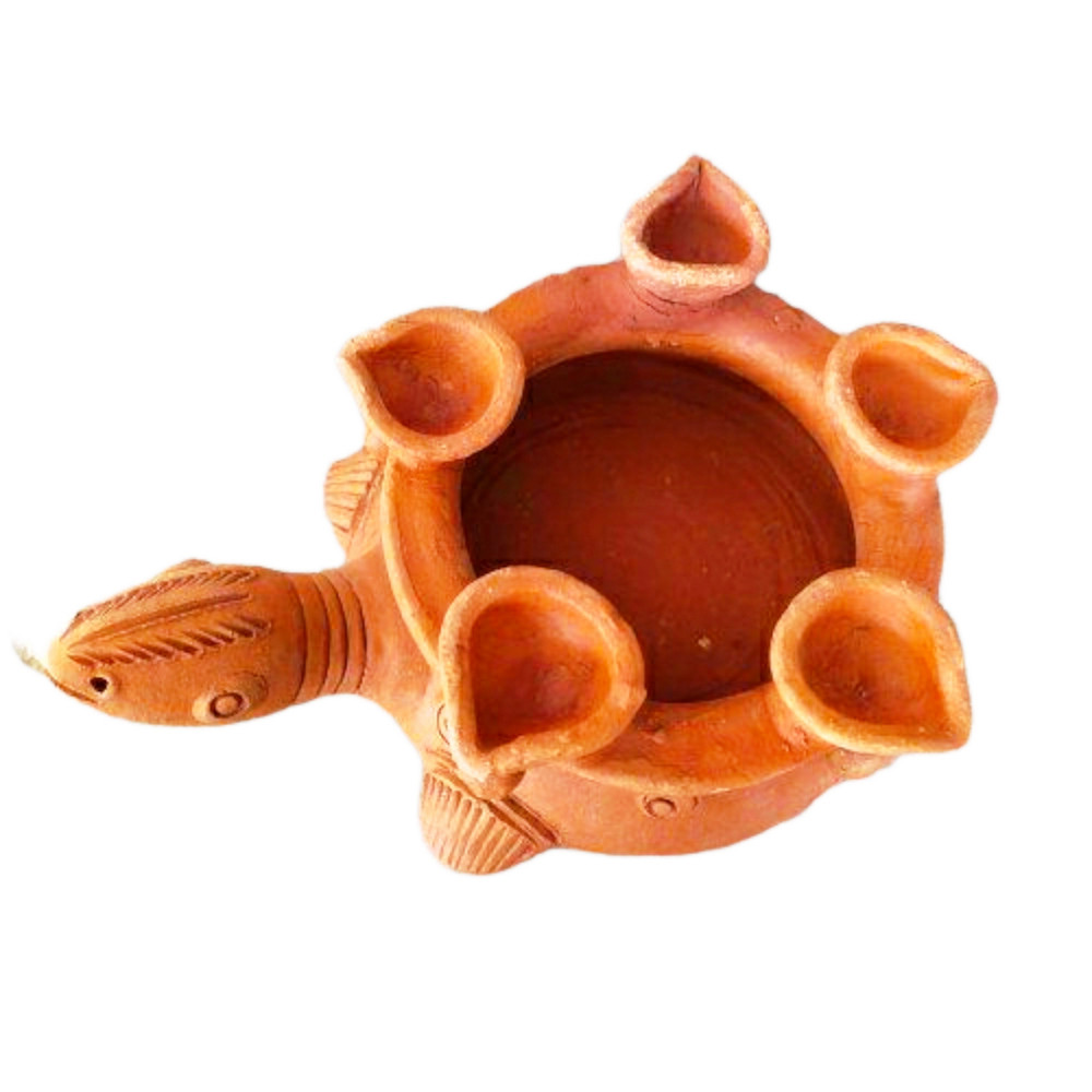 Handicraft Turtle Diya Stand Gorakhpur Terracotta - 0