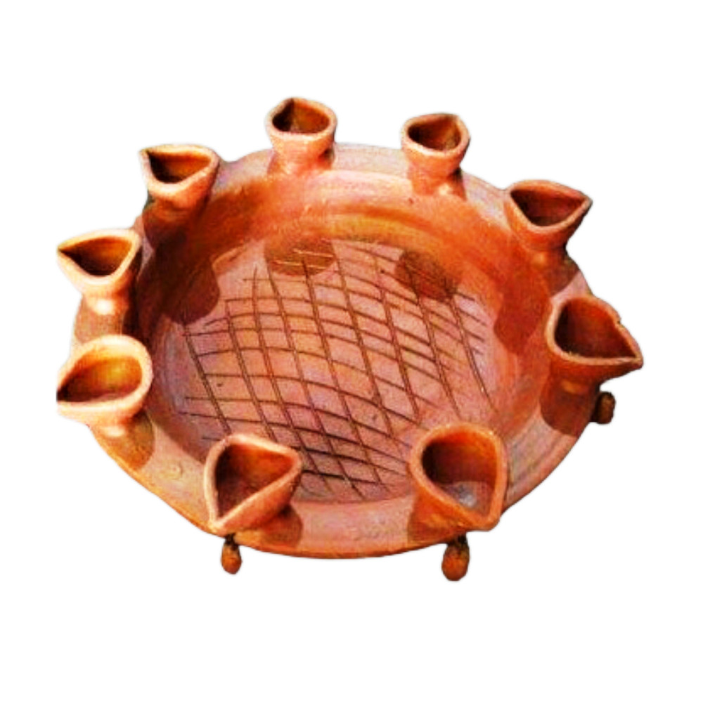 Authentic Gorakhpur Terracotta Design Clay Diya Plate