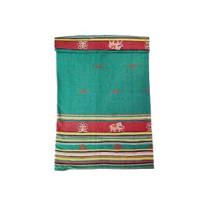 Green Extra Weft Handwoven Double Bed Cover