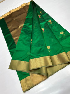 Green & Gold Butta Chanderi Pattu Saree