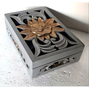 Grey With Gold Jewellery Box