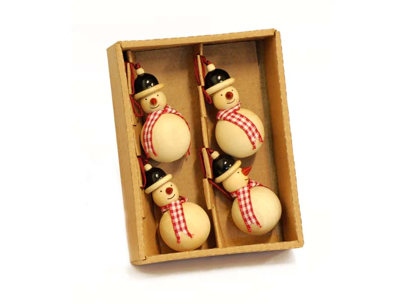 Handcrafted Wooden Christmas Decor - Snowman set of 4 - 0