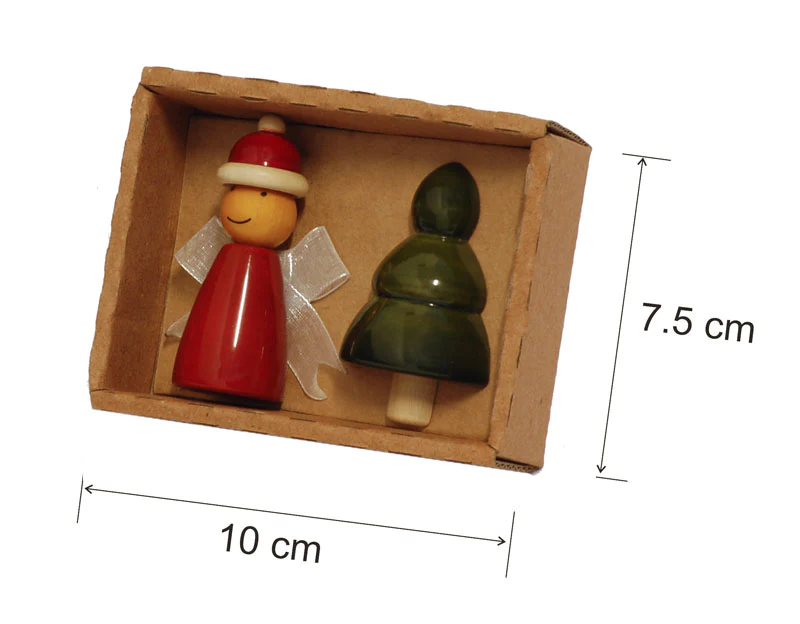 Handcrafted Xmas Tree & Fairy Fridge magnets | Wooden fridge magnets - 0