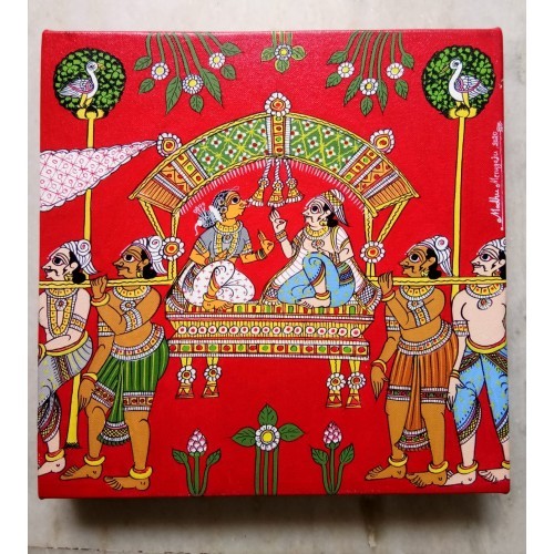 Handicraft Traditional Beautiful Cheriyal Painting Of Bhavanarushi And Bhadravathi