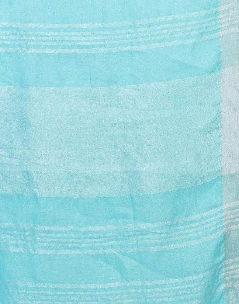 Handloom Linen Saree (Blue) - 1