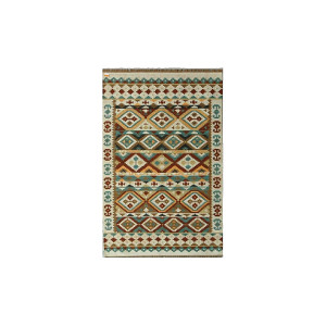 Handmade 3X5 Mirzapur Kilim Rugs Wool Jute Cream Brown
