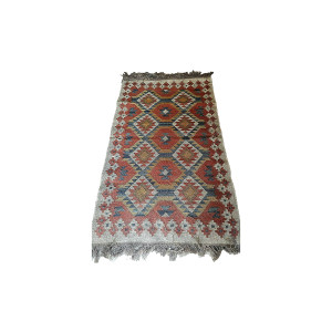 Handmade 3X5 Mirzapur Kilim Rugs Wool Jute Maroon Blue