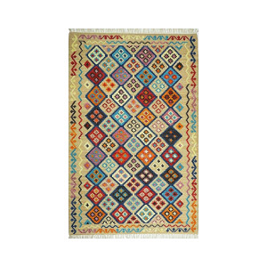 Handmade 4X6 Mirzapur Kilim Rugs Wool Jute Colourfull