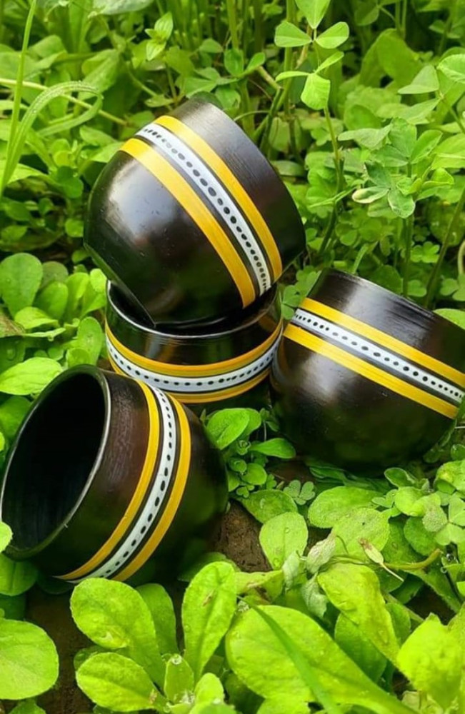 Handmade Eco-friendly Beautiful Black Pottery of Nizamabad Kullad Set of 4