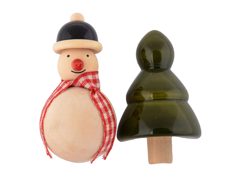Handmade Snowman and Xmas tree Fridge magnet | Wooden fridge magnets