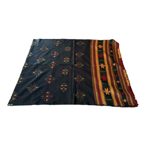 Handwoven Acrylic Wool Bhujodi Black Patanga Design Shawl