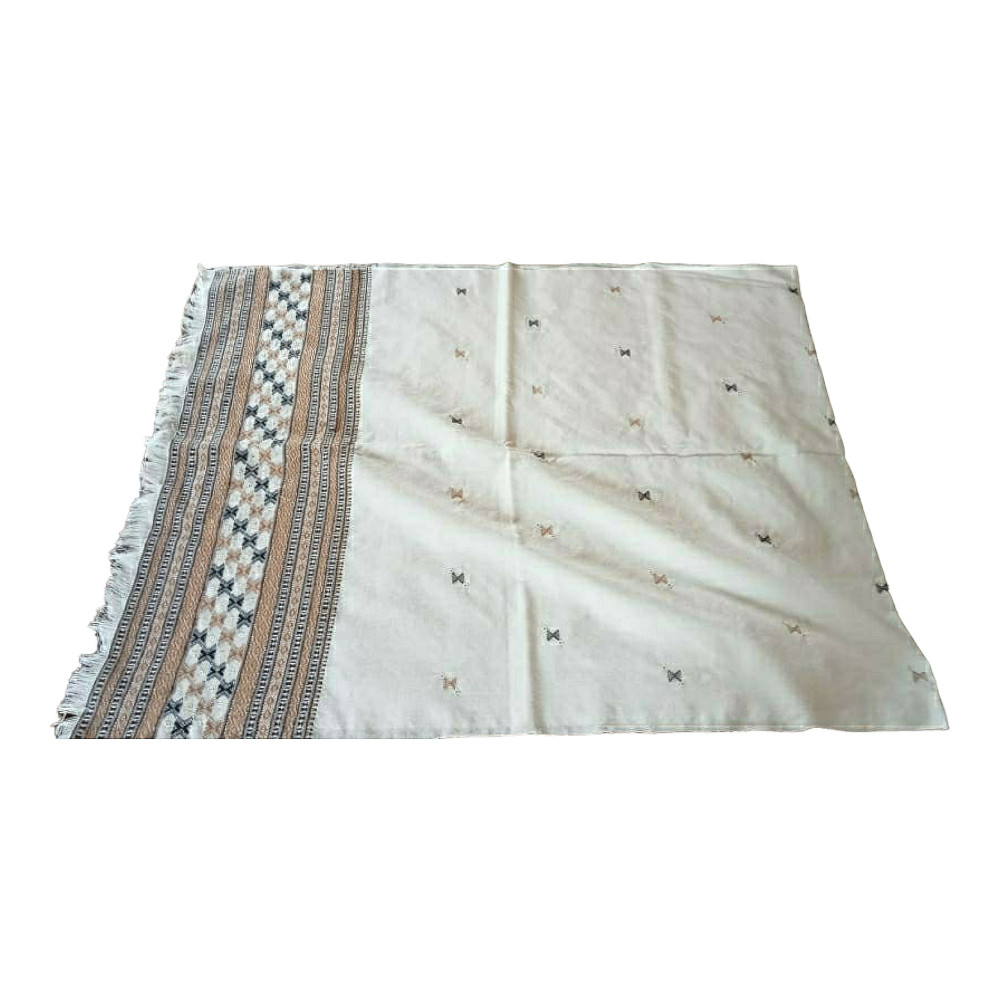 Handwoven Acrylic Wool Bhujodi Off White Shawl