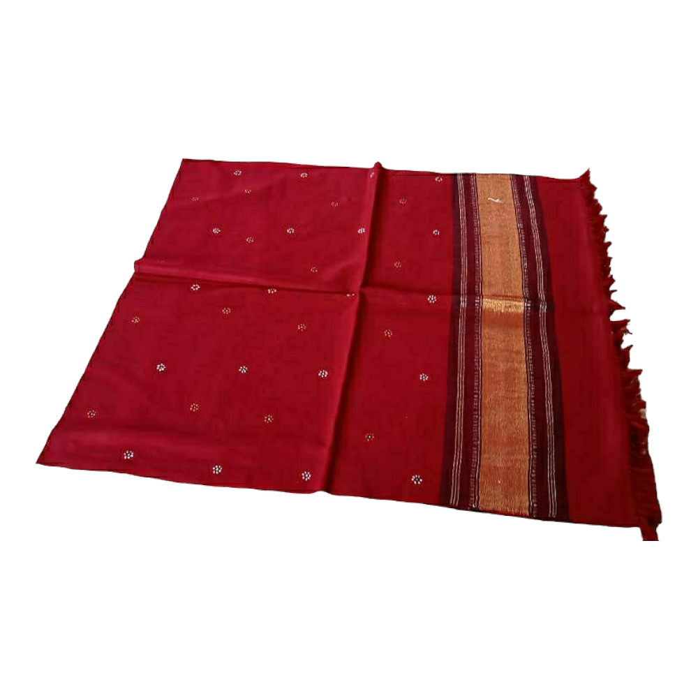 Handwoven Acrylic Wool Bhujodi Red Shawl
