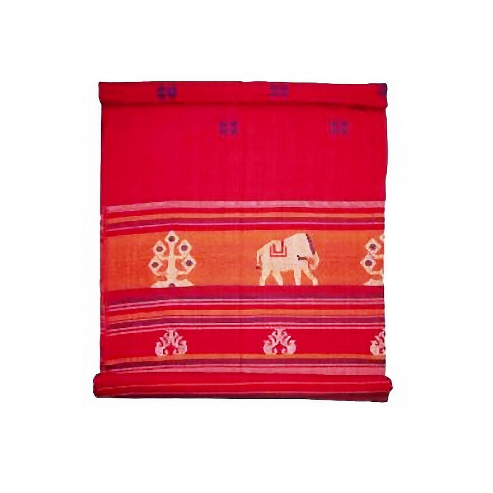Handwoven Red Extra Weft Single Bed Cover