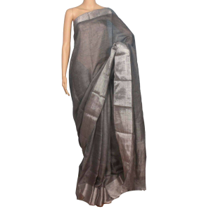 Handwoven Saree Linen By Linen 100 Count Gray