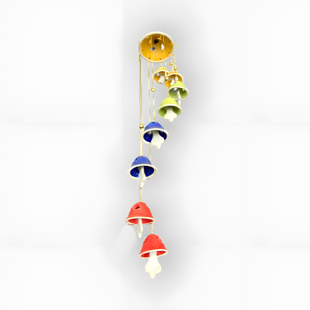 Hanging Multicolour Bells (Set of 8) Glaze Pottery