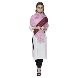 Himalayan doru design stole in Pink Colour