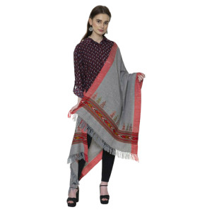 Himalayan kathu design shawl in kinnauri temple design
