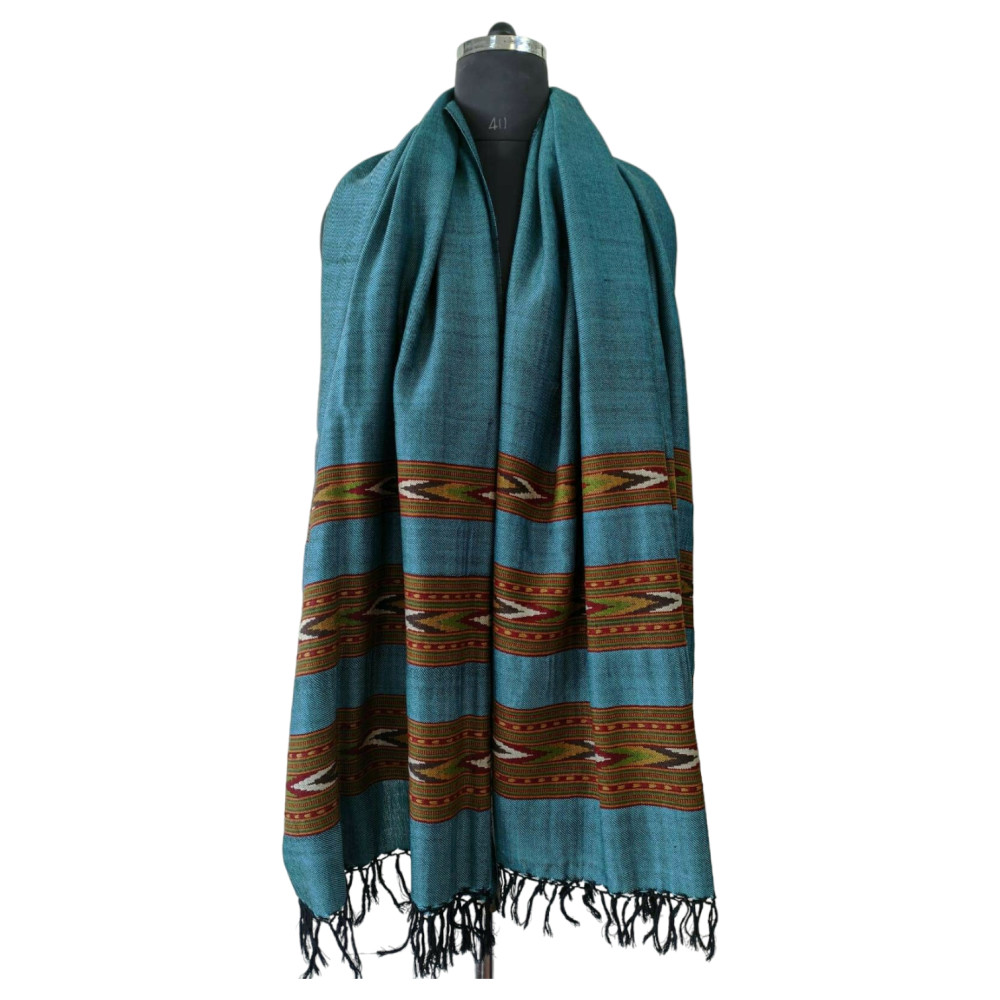Himalayan wool plain shawl in Blue Colour - 0