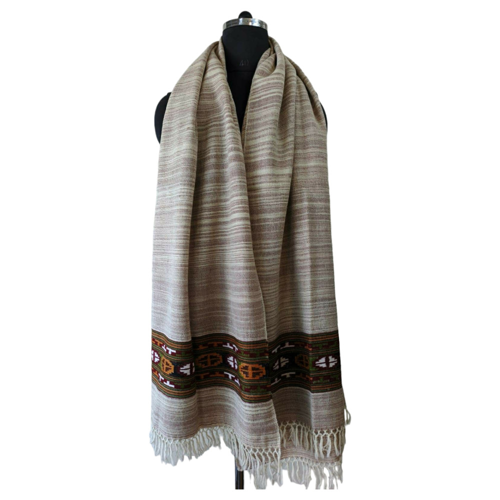 Himalayan wool plain shawl in Cream Colour - 0
