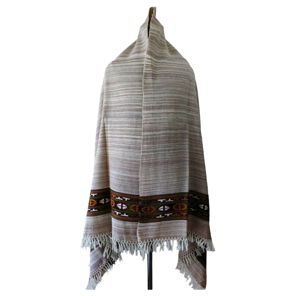 Himalayan wool plain shawl in Cream Colour - 1
