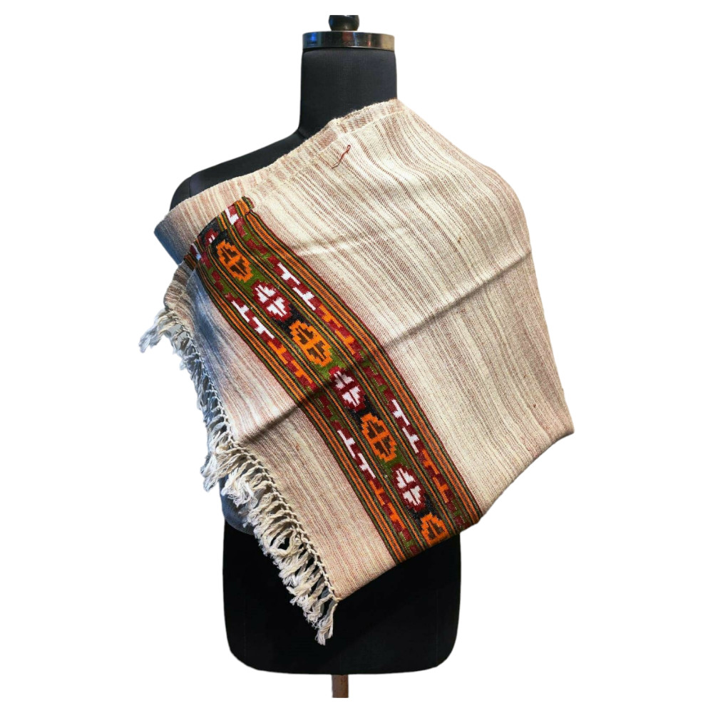 Himalayan wool plain shawl in Cream Colour - 2