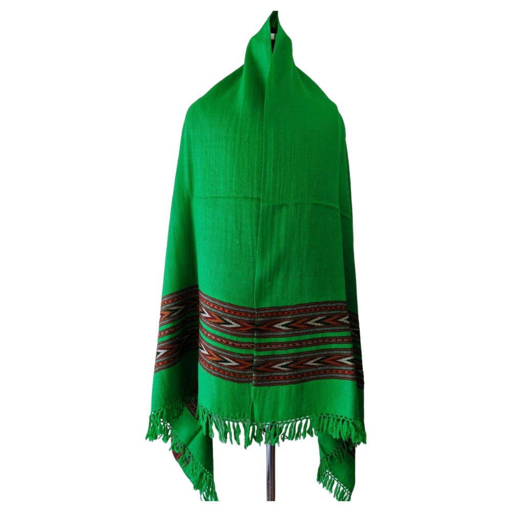 Himalayan wool plain shawl in Dark Green Colour - 1