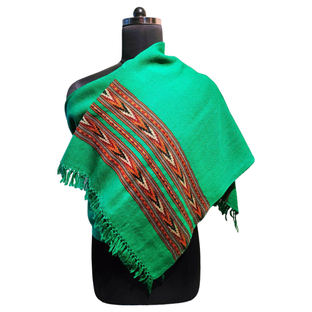 Himalayan wool plain shawl in Dark Green Colour - 2