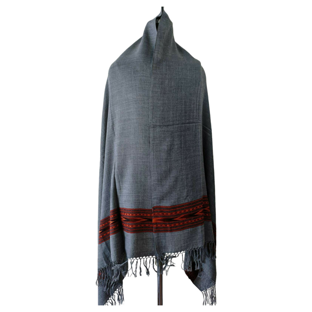 Himalayan wool plain shawl in Dark Grey Colour - 0