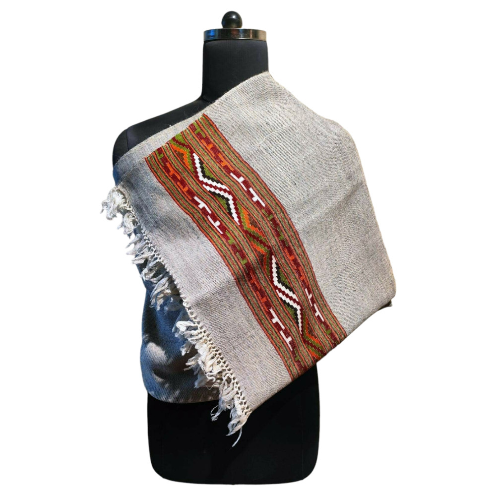 Himalayan wool plain shawl in Grey & Brown Colour - 1