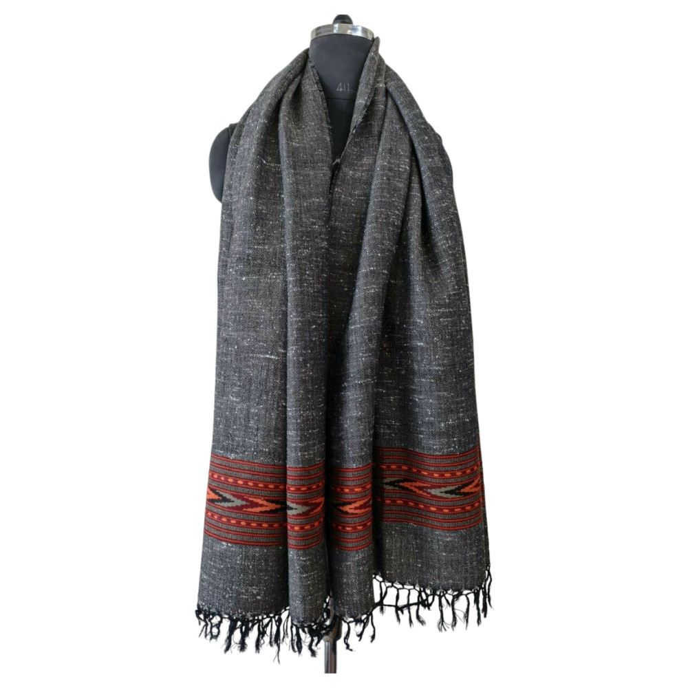Himalayan wool plain shawl in Grey Colour - 1
