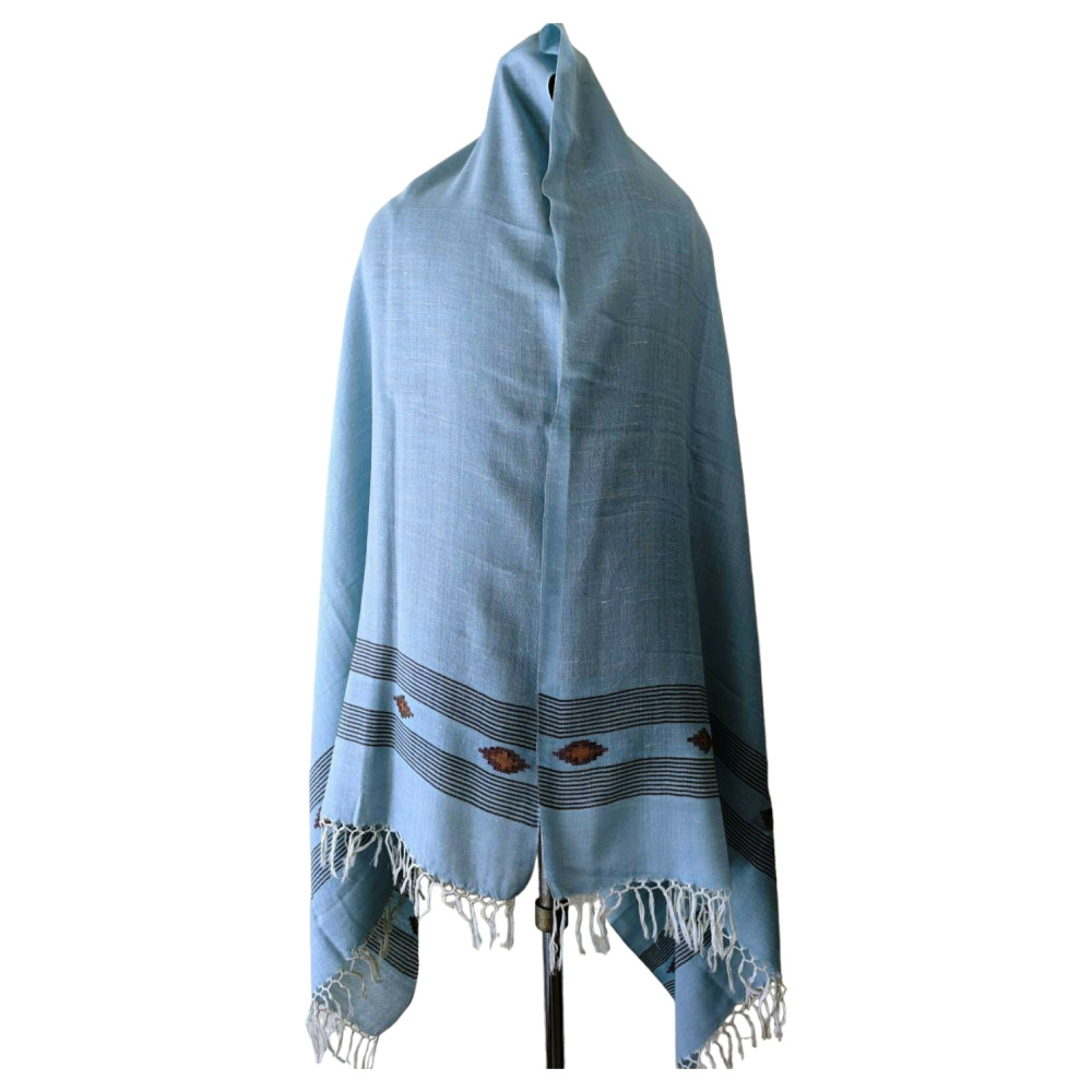 Himalayan wool plain shawl in Light Blue Colour - 0