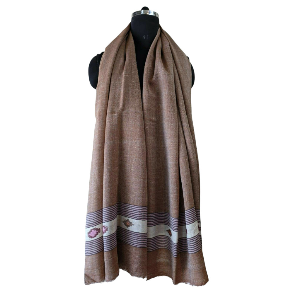 Himalayan wool plain shawl in Light Brown Colour - 1
