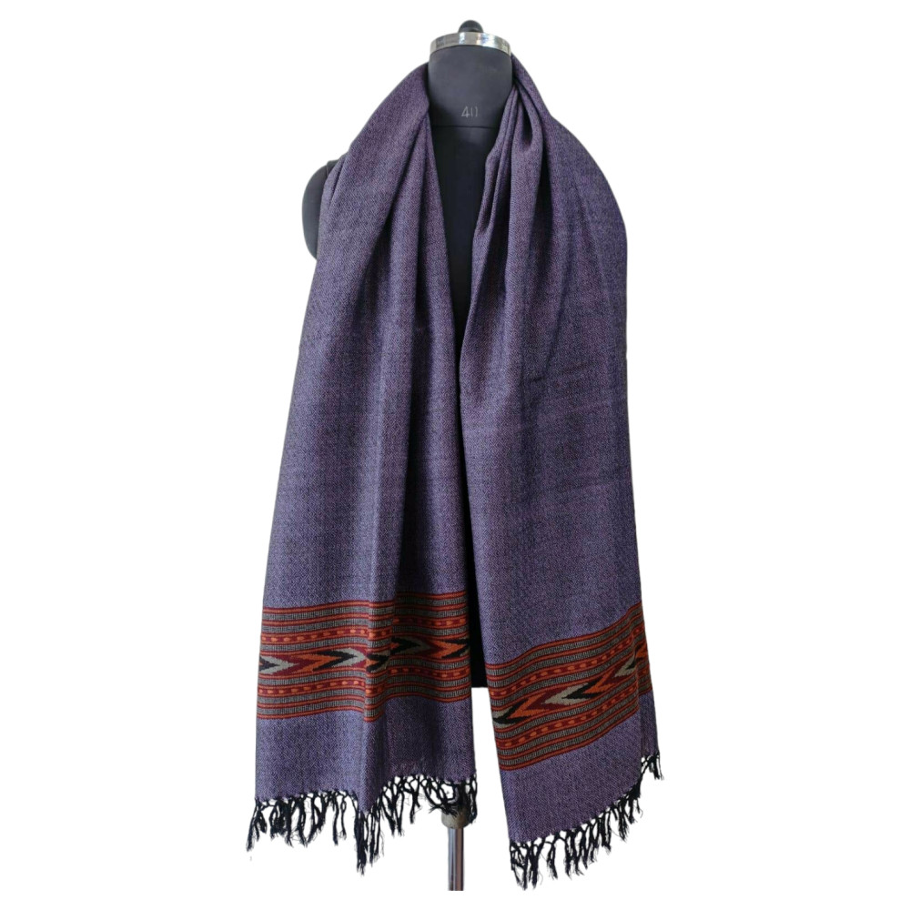 Himalayan wool plain shawl in Purple Colour - 1