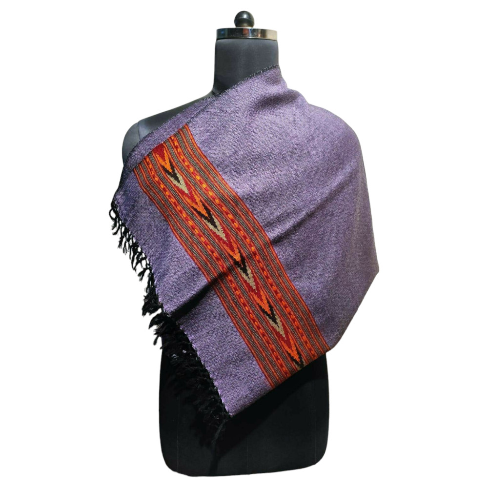 Himalayan wool plain shawl in Purple Colour - 2