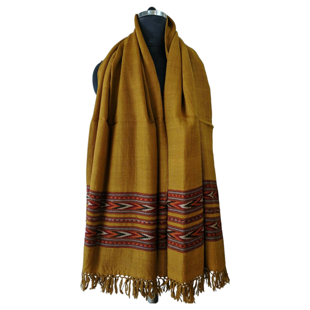 Himalayan wool plain shawl in Yellow Colour - 0