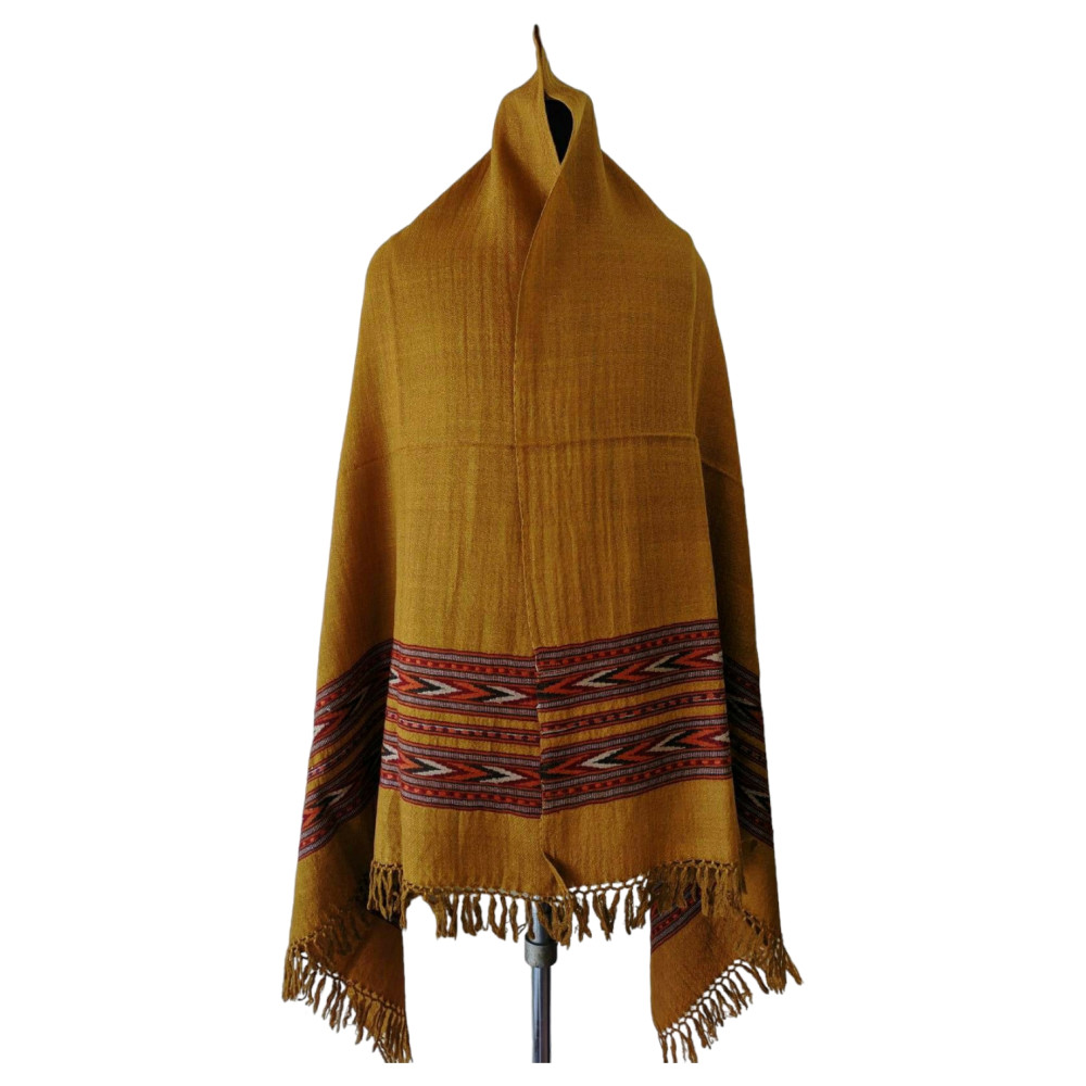 Himalayan wool plain shawl in Yellow Colour - 1