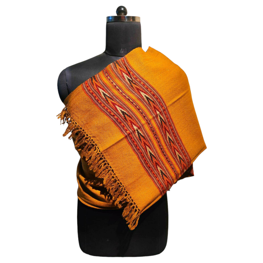 Himalayan wool plain shawl in Yellow Colour - 2