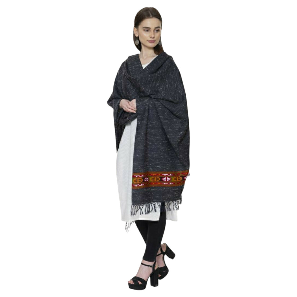 Himalayan Yak woolen shawl in walnut weaved design - 1